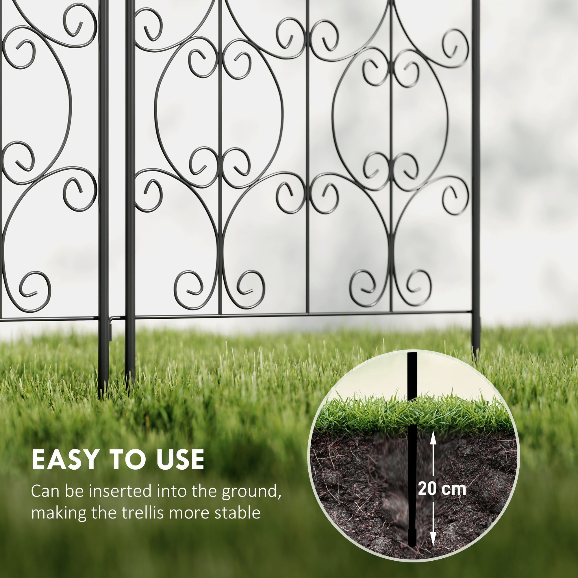 Outsunny Set of 2 Metal Garden Trellis, Decorative Trellis Panels for Climbing Outdoor Plants, Vegetables, Vines, Flowers, 150 x 50 cm, Scrollwork Design 