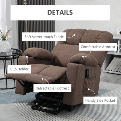HOMCOM Electric Riser and Recliner Chair for Elderly, Power Lift Recliner Chair with Remote Control, Dark Brown 