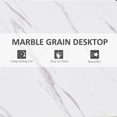 HOMCOM Bar Table Breakfast Marble Grain Dining Table Coffee Table with Adjustable Footpads, 120x40x100cm, White & Black 