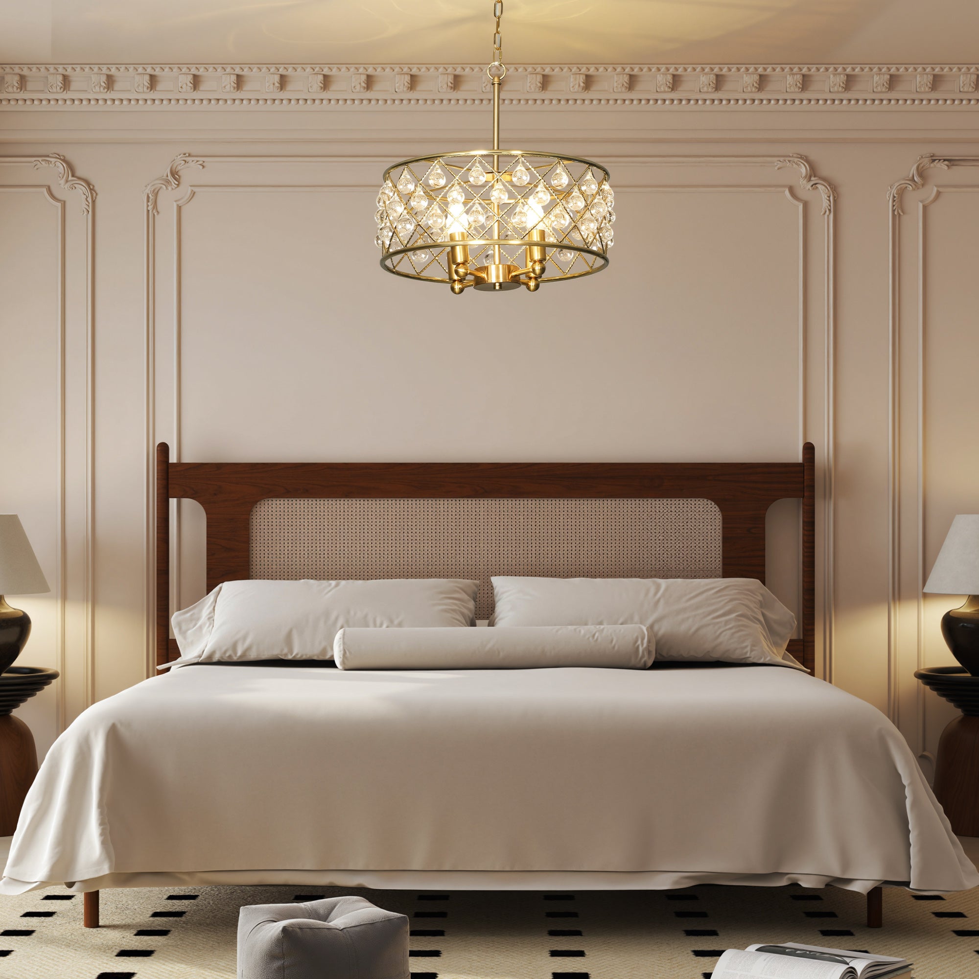 HOMCOM 51 Crystallite Four-Bulb Chandelier - Gold-Tone 