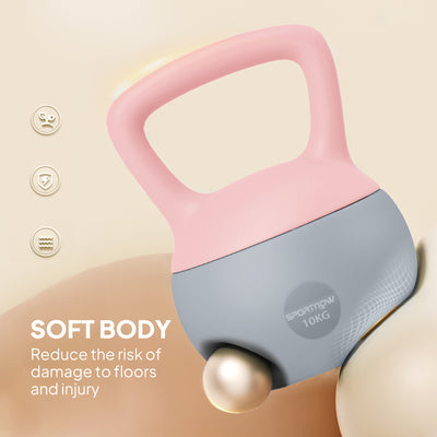 SPORTNOW 10KG Soft Kettlebell, Kettlebell with Non-Slip Handle for Home Gym, Weight Lifting, Strength Training, Pink/Grey 