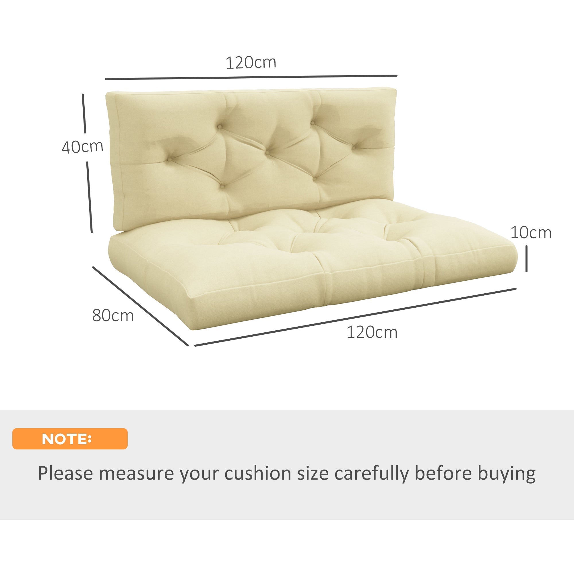 Outsunny Seat and Back Padded Pallet Cushion Set - Beige 