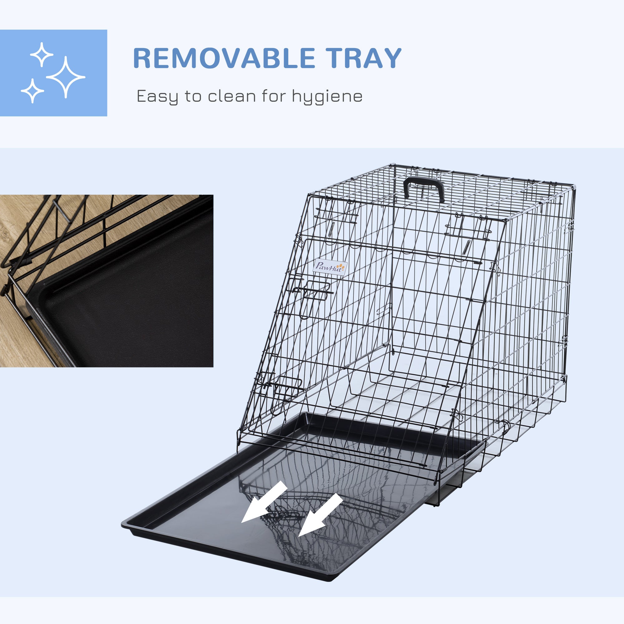 Pawhut Trapeze Collapsible Dog Pet Travel Box Cage Removable Tray 77 x 47 x 55cm 