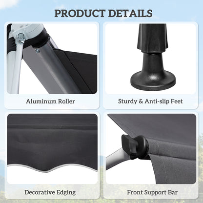 Outsunny Balcony 2 x 1.5m Manual Adjustable Awning DIY Patio Clamp Awning Canopy Retractable Shade Shelter Easy to Move for Balcony, Grey 