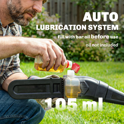 Outsunny 18V 8" Cordless Pole Chainsaw, 1.94m/2.56m Electric Chainsaw with 2 x 4.0Ah Batteries, Charger, Auto Lubrication 