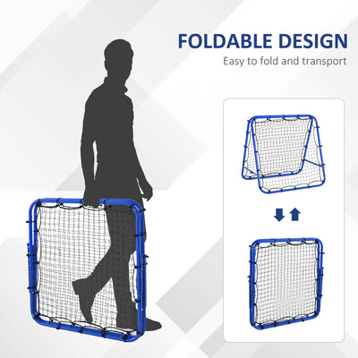 HOMCOM Double Sided Football Rebounder Net, Football Rebound Goal with Five Adjustable Angles, Blue 
