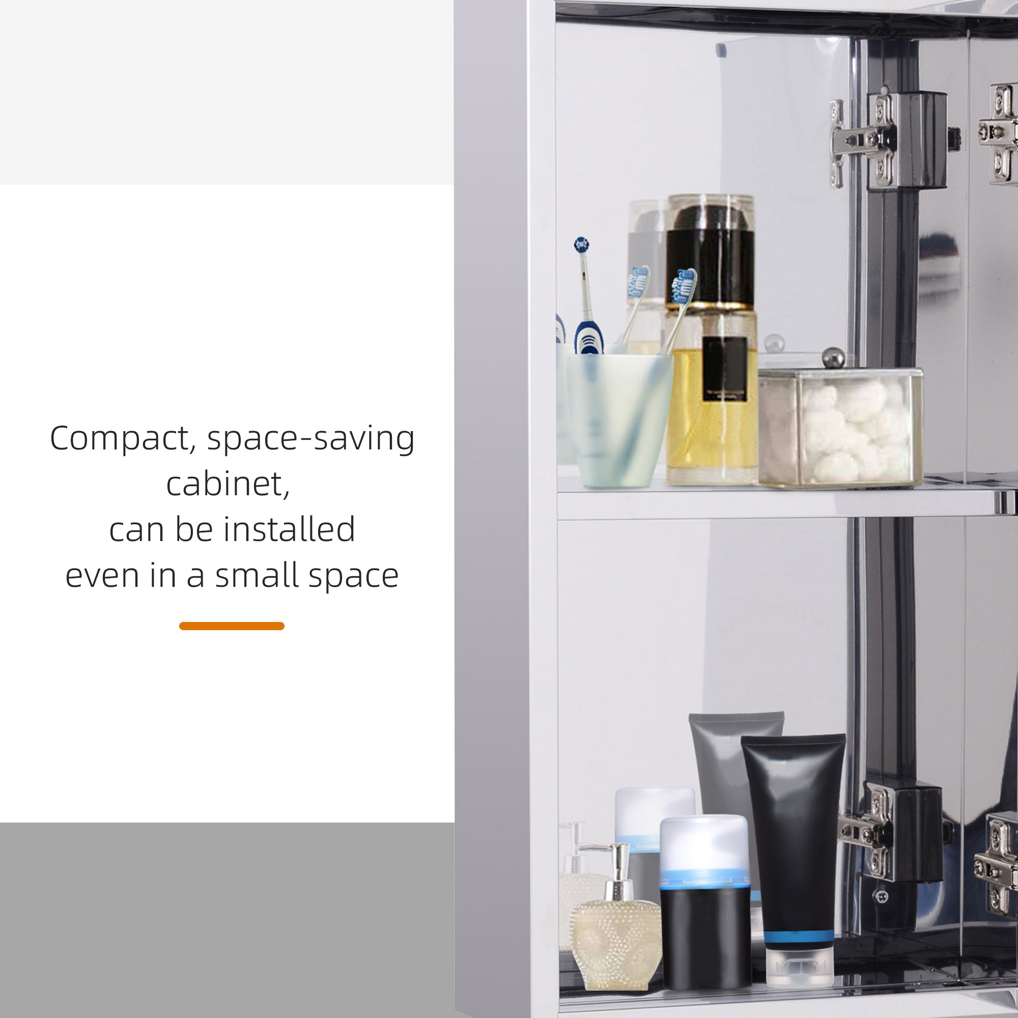 HOMCOM Stainless Steel Wall-mounted Bathroom Mirror Storage Cabinet 300mm (W) 