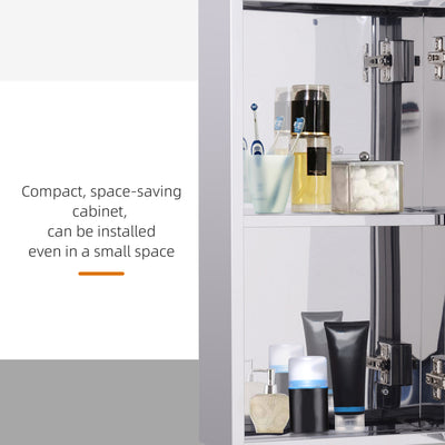 HOMCOM Stainless Steel Wall-mounted Bathroom Mirror Storage Cabinet 300mm (W) 