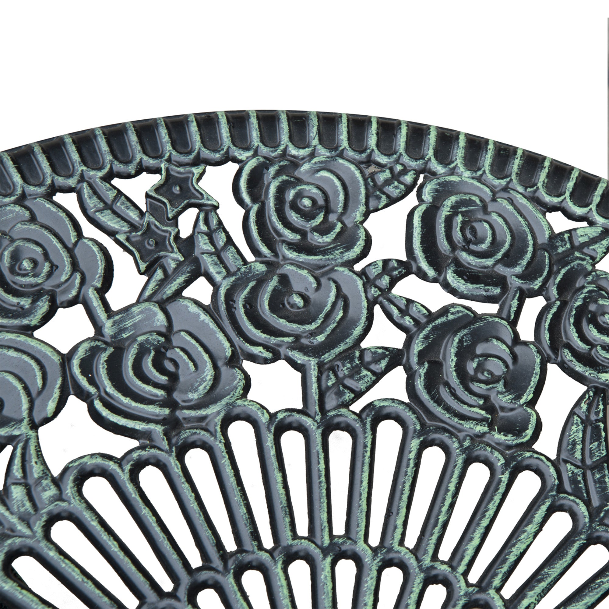 Outsunny Cast Aluminium Outdoor Patio Garden Bistro Elegant Design Table Chair Set - Green (3-Piece) 