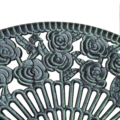 Outsunny Cast Aluminium Outdoor Patio Garden Bistro Elegant Design Table Chair Set - Green (3-Piece) 