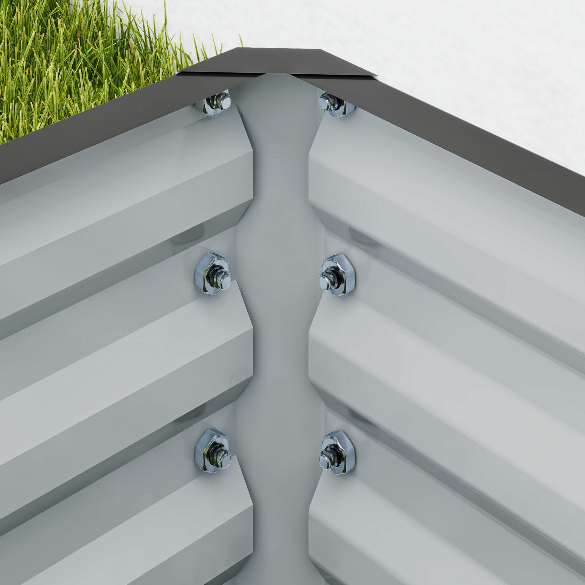 Outsunny Set of Two 110 x 50cm Steel Planter Boxes -  Light Grey 