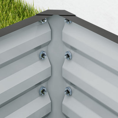 Outsunny Set of Two 110 x 50cm Steel Planter Boxes -  Light Grey 