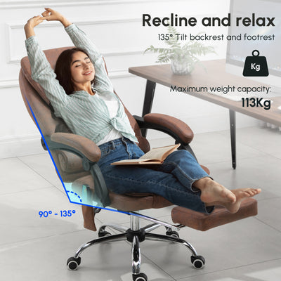 Vinsetto Heated 6 Points Vibration Massage Executive Office Chair Adjustable Swivel Ergonomic High Back Desk Chair Recliner with Footrest Brown 