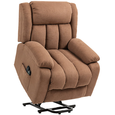 HOMCOM Power Lift Recliner Chair with Massage, Overstuffed Lift Chair for Elderly with Footrest, Remote and Side Pocket, Brown 