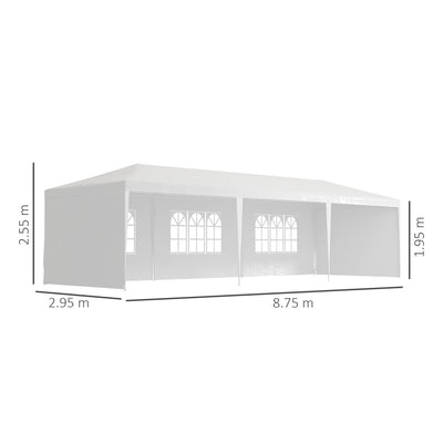 Outsunny Garden Gazebo Marquee Party Wedding Tent Canopy (9m x 3m) - White 
