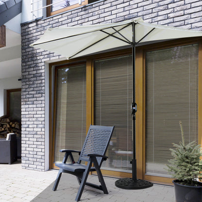 Outsunny 9kg Cement Concrete Half Round Parasol Base Umbrella Stand Garden Outdoor Accessories - Adjustable Coupler Suitable Umbrella Rod: Φ3.5cm, Φ3.8cm, Φ4.8cm 