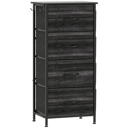 HOMCOM Chest of Four Fabric Drawers - Black