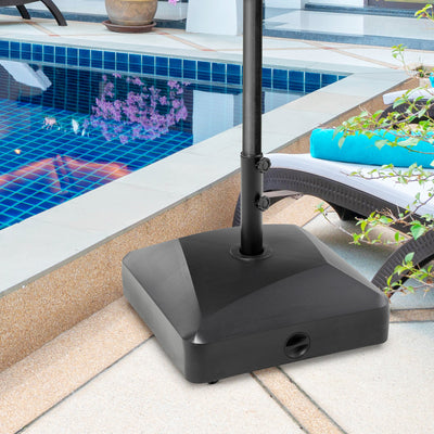 Outsunny Garden Parasol Base Holder, 43kg Water or 60kg Sand Filled, Outdoor Market Umbrella Stand Weight with Wheels and Brakes, Black 