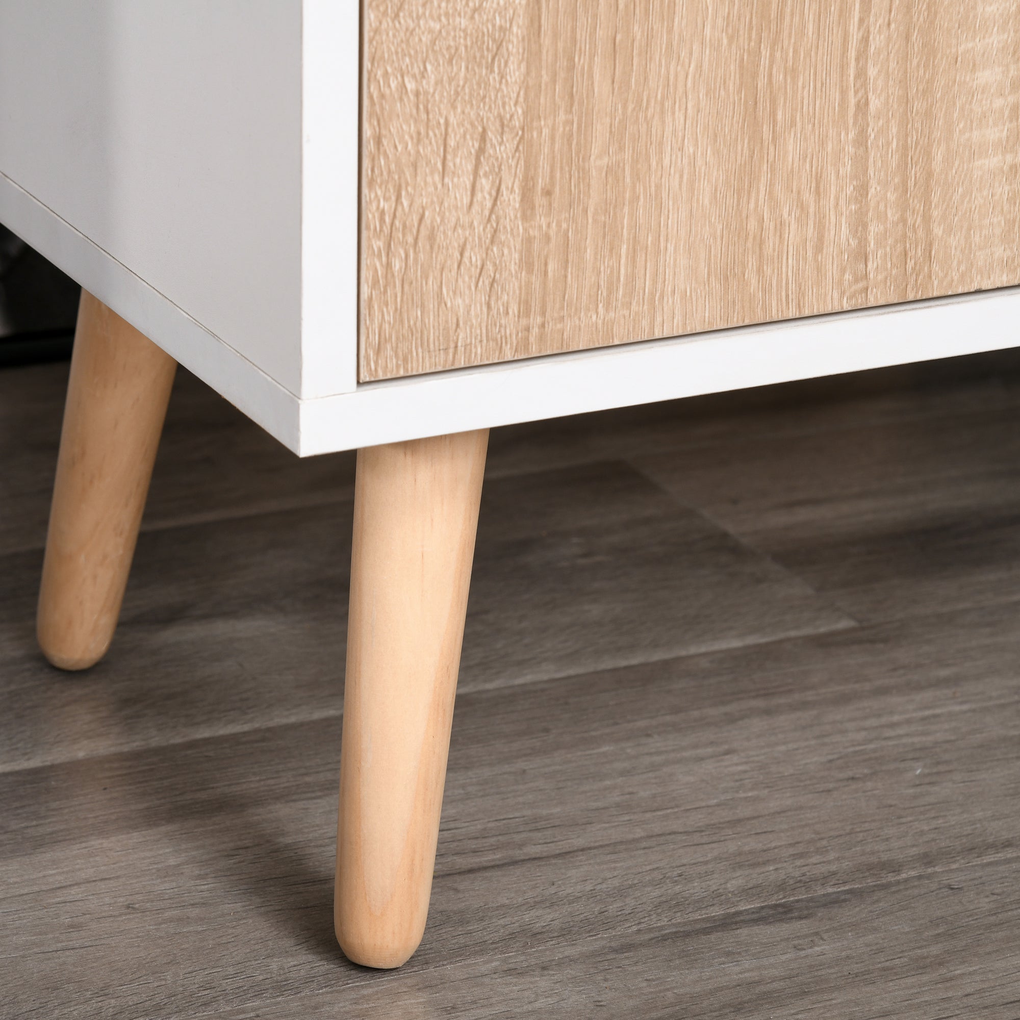 HOMCOM Sideboard Floor Standing Storage Cabinet with Drawer for Bedroom, Living Room, Home Office, Natural 