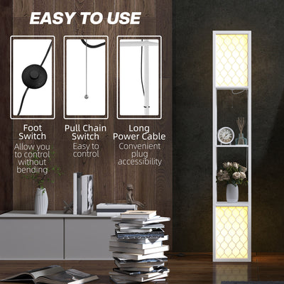 HOMCOM Duo Light Floor Shelves - White 