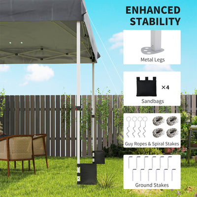 Outsunny 3 x 3 m Pop Up Gazebo with Wheels, UPF50+ One-Touch Outdoor Garden Party Tent Marquee Wedding Awning Canopy, Dark Grey 