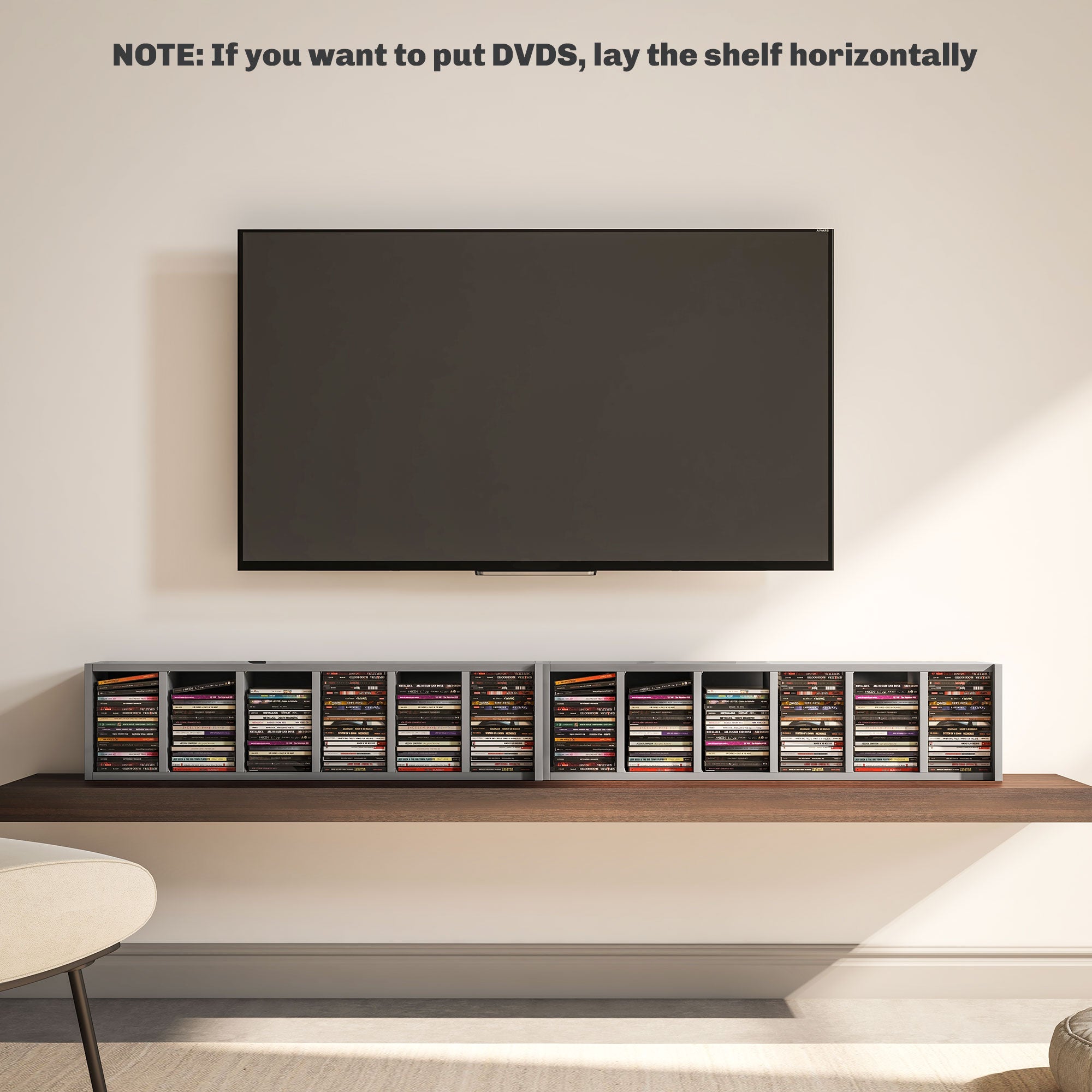 HOMCOM Set of 2 CD Media Display Shelf Unit Tower Rack with Adjustable Shelves, High Gloss Grey 