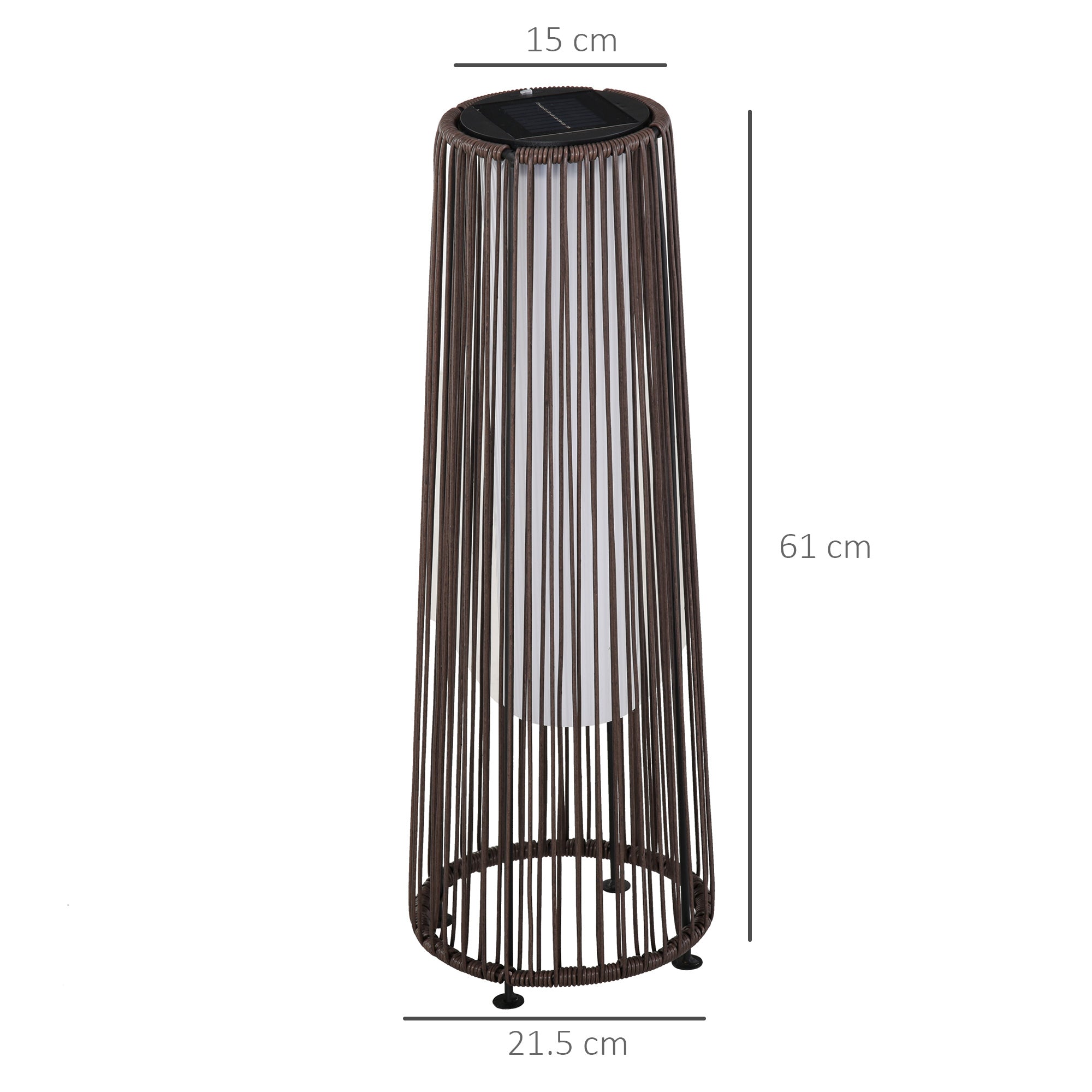 Outsunny Patio Garden PE Rattan Solar Lights Woven Resin Wicker Lantern Auto On/Off Solar Powered Lights for Porch, Yard, Lawn, Courtyard, Indoor & Outdoor  Brown 