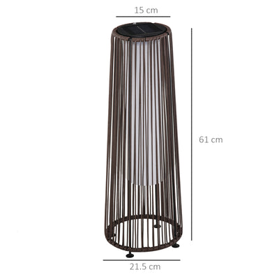 Outsunny Patio Garden PE Rattan Solar Lights Woven Resin Wicker Lantern Auto On/Off Solar Powered Lights for Porch, Yard, Lawn, Courtyard, Indoor & Outdoor  Brown 