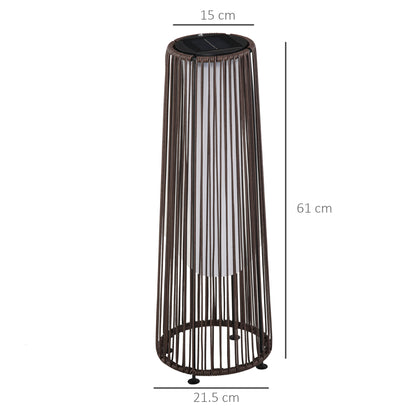 Outsunny Patio Garden PE Rattan Solar Lights Woven Resin Wicker Lantern Auto On/Off Solar Powered Lights for Porch, Yard, Lawn, Courtyard, Indoor & Outdoor  Brown 