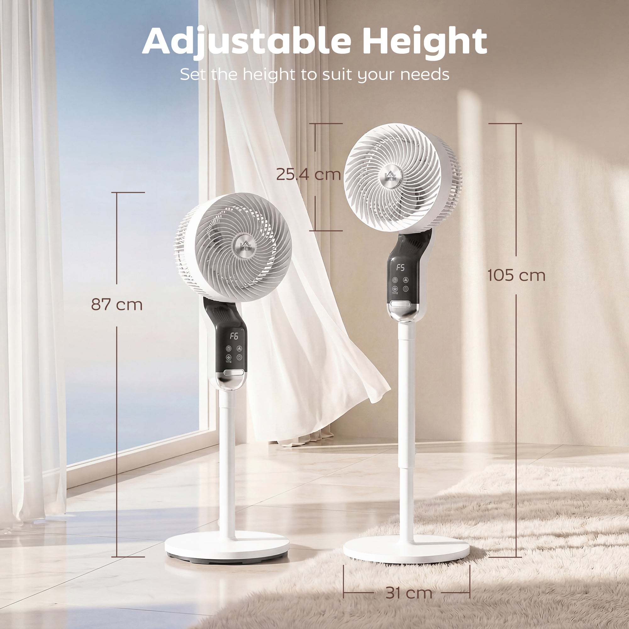 HOMCOM 20 dB Silent Standing Fan, 41in Pedestal Fan with Remote, Oscillating, 8 Speeds, Adjustable Height, 12H Timer 