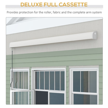 Outsunny 4 x 3(m) Electric Retractable Awning with Remote Controller, Aluminium Frame Sun Canopies for Patio Door Window 