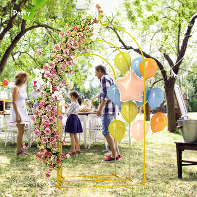Outsunny Wedding Arch Frame Set, 2.2, 2, 1.8 m Metal Arch Backdrop Stand Set of 3, Balloon Arch Stand Set for Birthday Party, Bridal Shower, Graduation, Ceremony, Banquet Decorations, Gold Tone 