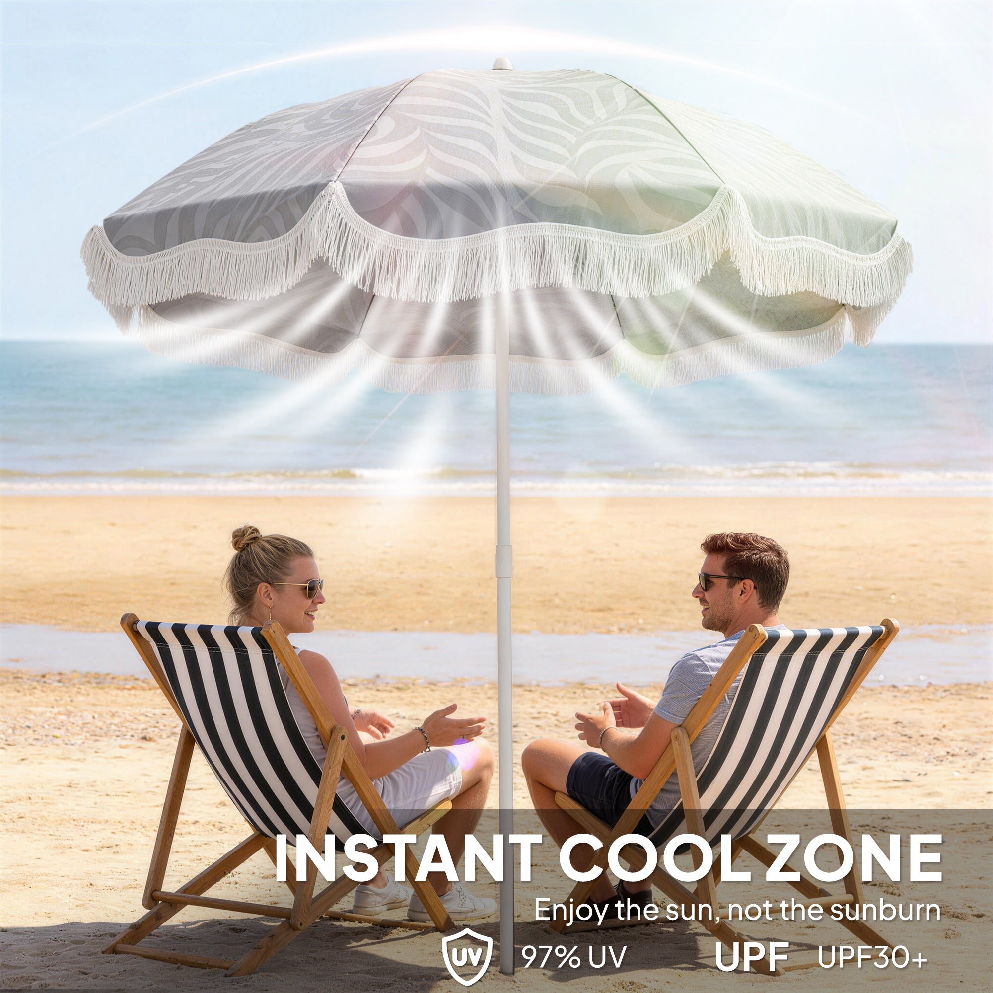 Outsunny 1.8 m Beach Umbrella Parasol with Sand Anchor, Portable Tilting Garden Parasol with Adjustable Height, Light Grey 