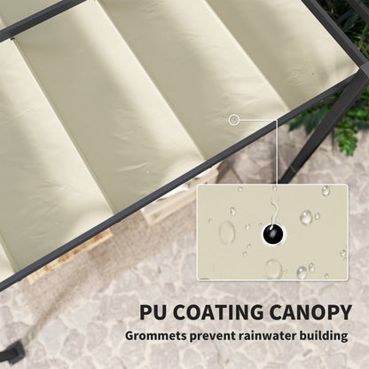 Outsunny 3 x 4m Aluminium Pergola, with Retractable Roof - Grey/Khaki 