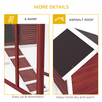 PawHut Rabbit Hutch Outdoor Wooden Guinea Pig Hutch Rabbit Run Bunny Cage Small Animal House Pull-Out Tray, Brown, 122 x 62.6 x 92 cm 