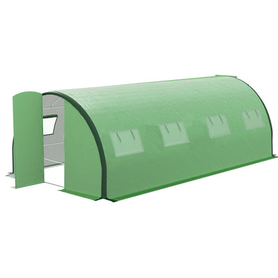 Outsunny Polyethylene Upgraded Structure Walk-in Polytunnel Greenhouse, 6 x 3(m), Green 