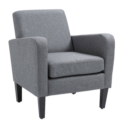 HOMCOM Modern Accent Chair, Occasional Chair with Rubber Wood Legs for Living Room, Bedroom, Grey