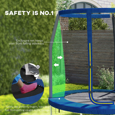 SPORTNOW 6ft Trampoline with Safety Enclosure Net, Steel Frame Outdoor Trampoline, with Edge, Safety Cover 