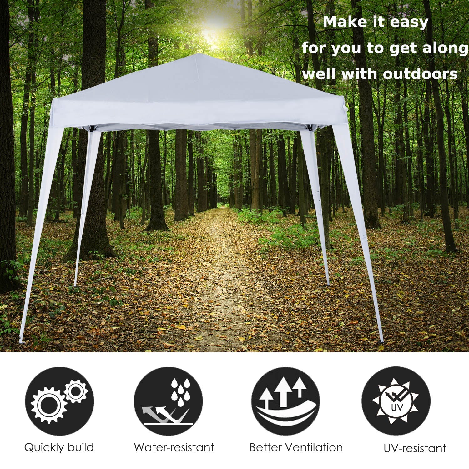 Outsunny 3 M x 3 M Base/ 2.5 M x 2.5 M Top Pop Up Gazebo with Carry Bag, Height Adjustable Slant Leg Party Tent Instant Event Shelter for Garden, Patio, White 