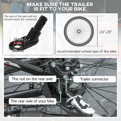 HOMCOM 2 Seat Bike Trailer with 5 Point Harness, Baby Bike Stroller with Safety Flag, Reflectors, for 18+ Months, Red 