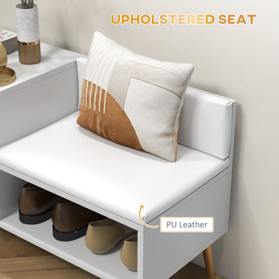 HOMCOM Shoe Storage Unit, with Padded Seat - White 