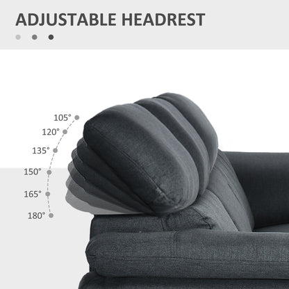 HOMCOM 3 Seater Corner Sofas for Living Room with Adjustable Headrest, Fabric L Shaped Sofa Settee, Couch, Dark Grey 