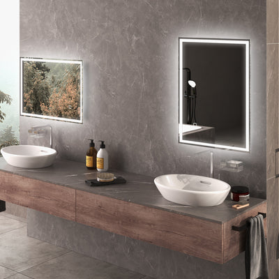 HOMCOM 70 x 50cm LED Bathroom Mirror with Lights, Dimmable Makeup Mirror, Vanity Mirror with 3 Colour, Smart Touch, Anti-Fog 