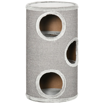 PawHut Cat Climbing Frame, Covered with Sisal, Cosy Platform - Light Grey 