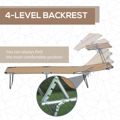 Outsunny Sun Lounger, with Adjustable Face Canopy - Brown 