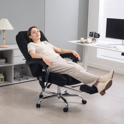 Vinsetto Massage Office Chair, Heated Reclining Computer Chair with Adjustable Height and Footrest, Black 
