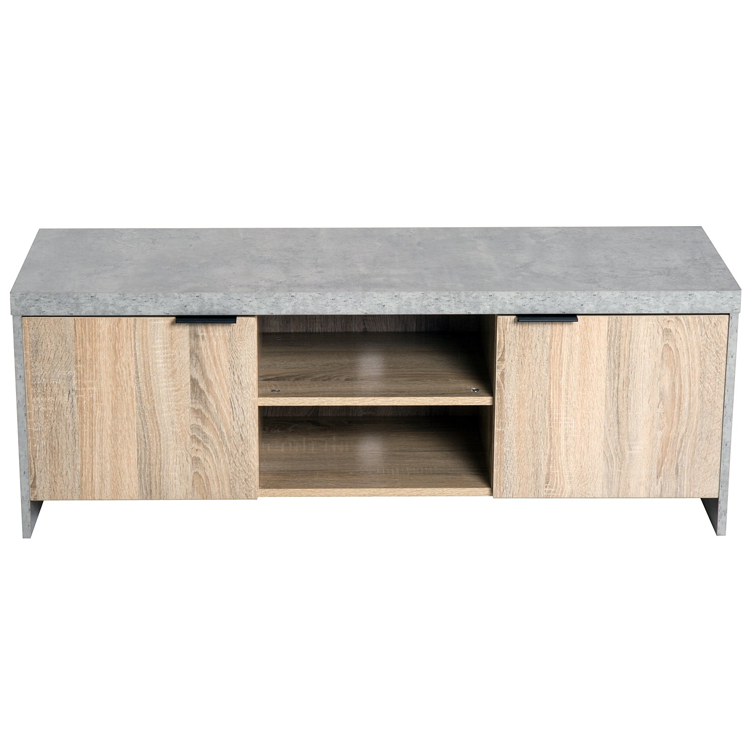 HOMCOM TV Stand for TV up to 55", 2 Doors TV Cabinet with Open Shelves, TV Unit TV Table for Living Room Bedroom Entertainment Room, 120L x 40W x 44H, Grey 