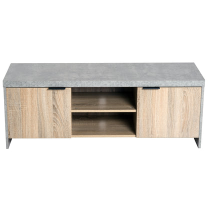 HOMCOM TV Stand for TV up to 55", 2 Doors TV Cabinet with Open Shelves, TV Unit TV Table for Living Room Bedroom Entertainment Room, 120L x 40W x 44H, Grey 