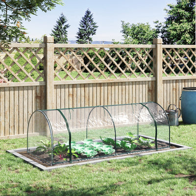 Outsunny Mini Greenhouse, Small Polytunnel Green House with Zipped Doors, Steel Frame for Garden Patio, 250 x 100 x 80cm, Clear 