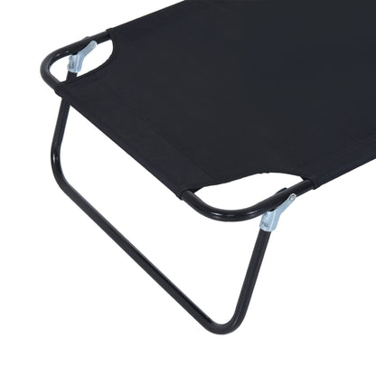 Outsunny Outdoor Foldable Sun Lounger, 4 Level Adjustable Backrest Reclining Sun Lounger Chair with Pillow and Reading Hole, Black 